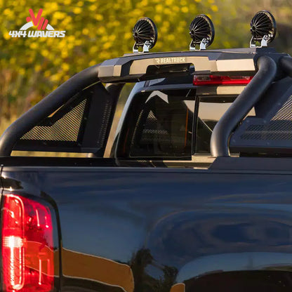 Go Rhino Sport Bar 2.0 bed-mounted roll bar in textured black on a 2015-2026 Ford F-150 pickup truck.