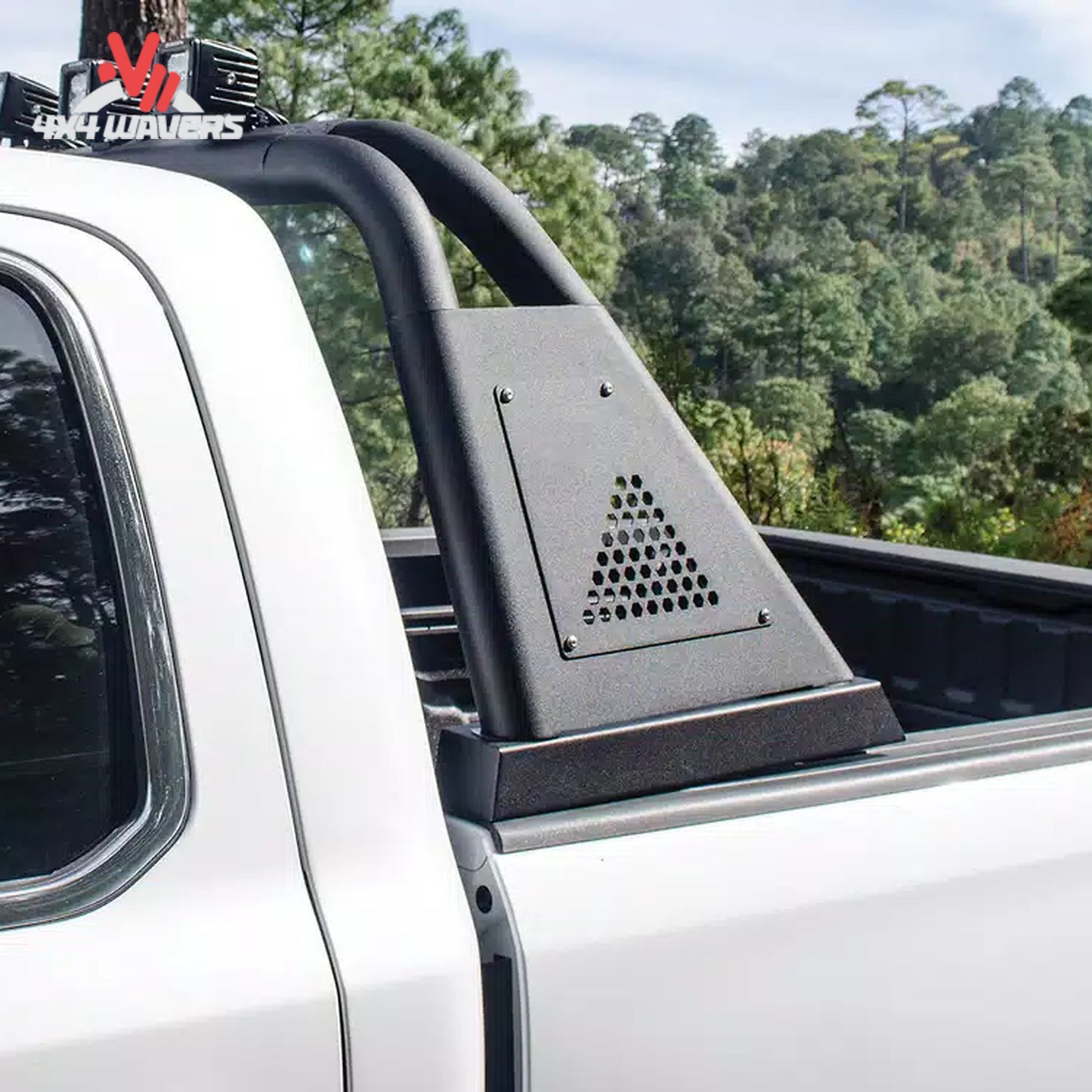 Go Rhino Sport Bar 3.0 bed bar in textured black, side profile for 2015-2026 Ford F-150 truck, durable off-road accessory.