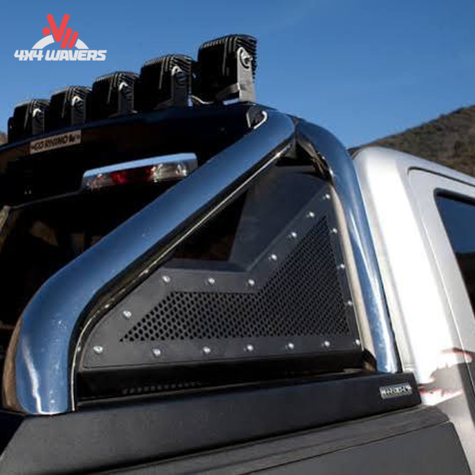 Go Rhino Sport Bar 2.0 black installed on Silverado 1500 truck bed SKU 911010T
