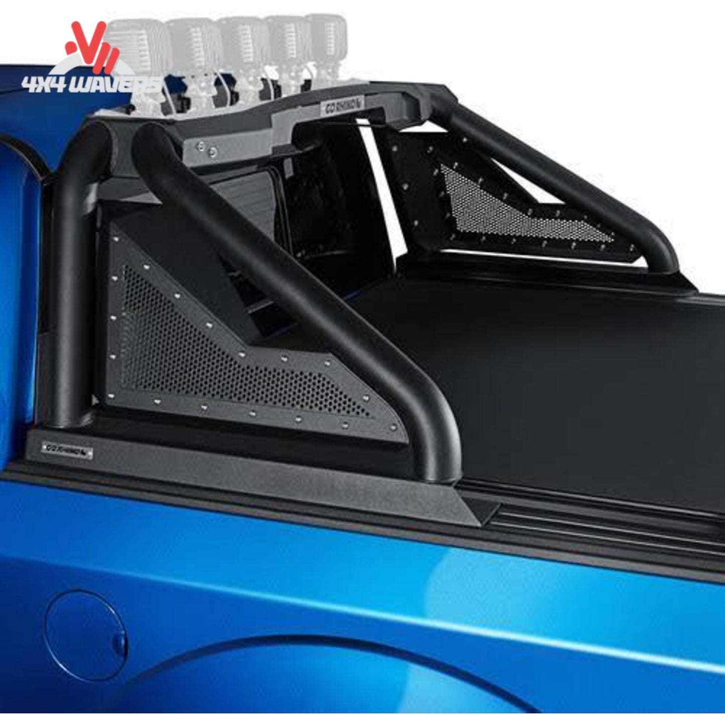 Side bed profile of GMC Sierra truck showing black Sport Bar 2.0 setup SKU 911010T