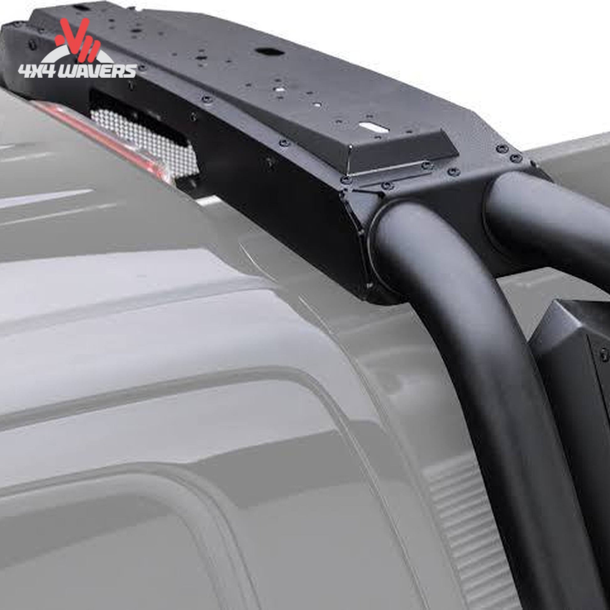 Top mounting rail supporting six 6-inch round auxiliary lights on black Sport Bar SKU 911010T
