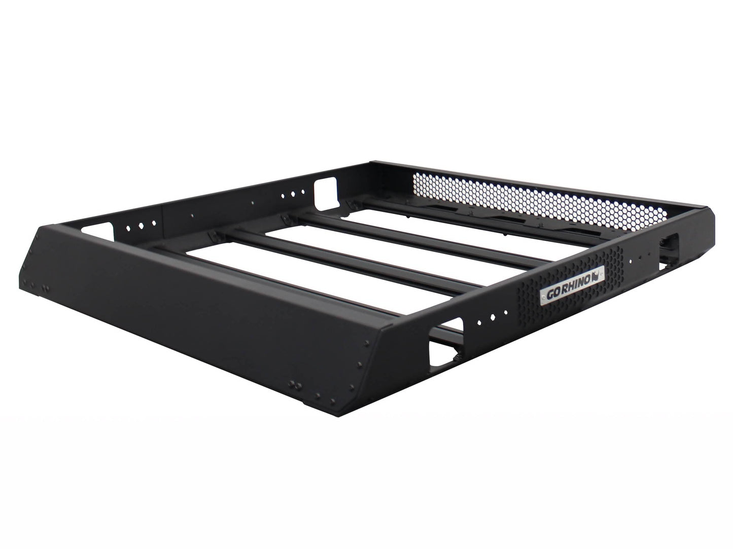 Front view of Go Rhino SRM448 Modular Roof Rack showing its sturdy frame and mounting points for vehicle roof storage.