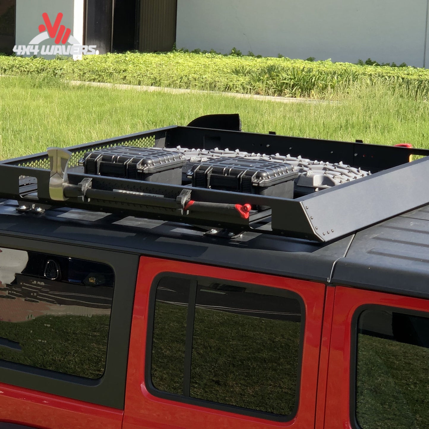 alt
Portaequipajes modular Go Rhino SRM448 instalado en Jeep Wrangler JK, JL y Gladiator JT, mostrando una configuración overland con equipo y accesorios.