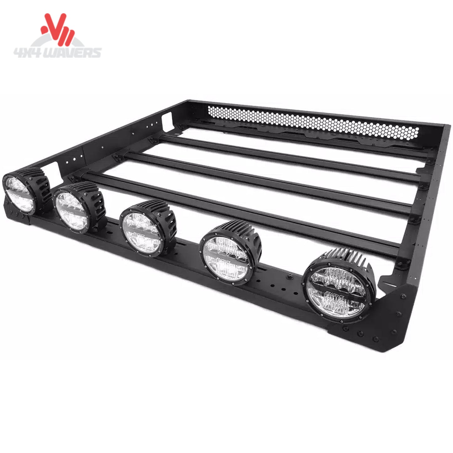 Side-mounted brackets para luces auxiliares LED integrados en la cesta modular de portaequipajes Go Rhino SRM468