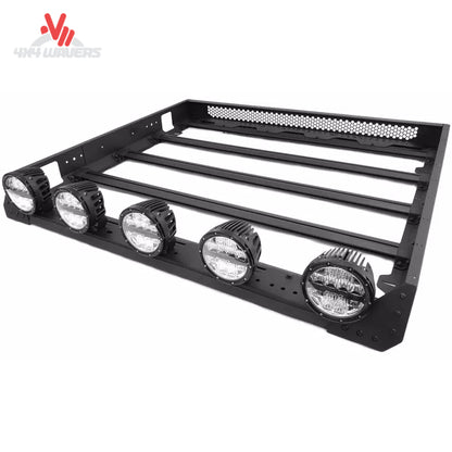 Side-mounted brackets para luces auxiliares LED integrados en la cesta modular de portaequipajes Go Rhino SRM468