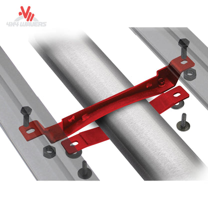 Close-up of the modular Go Rhino SRM500 rooftop accessory mounting channel system