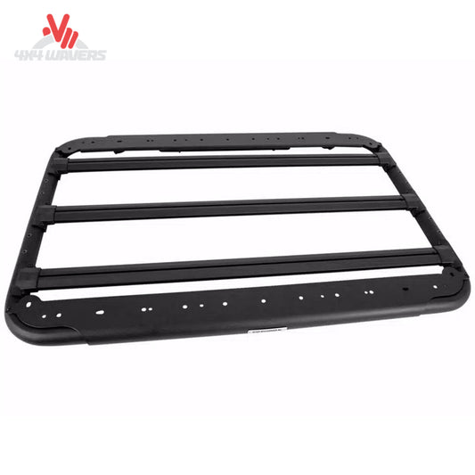 Go Rhino SRM500 Flat Platform Roof Rack with core track system for universal overland cargo, mounted on vehicle roof