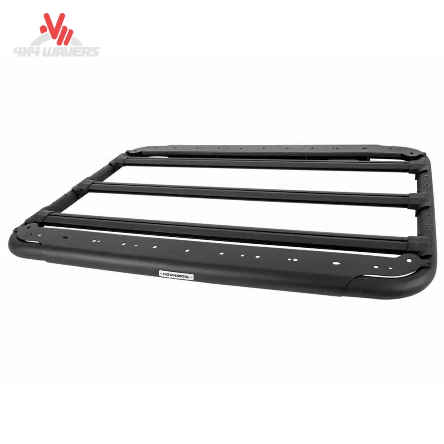 Go Rhino SRM500 Flat Platform Roof Rack with core track system for universal overland cargo and vehicle roof storage.