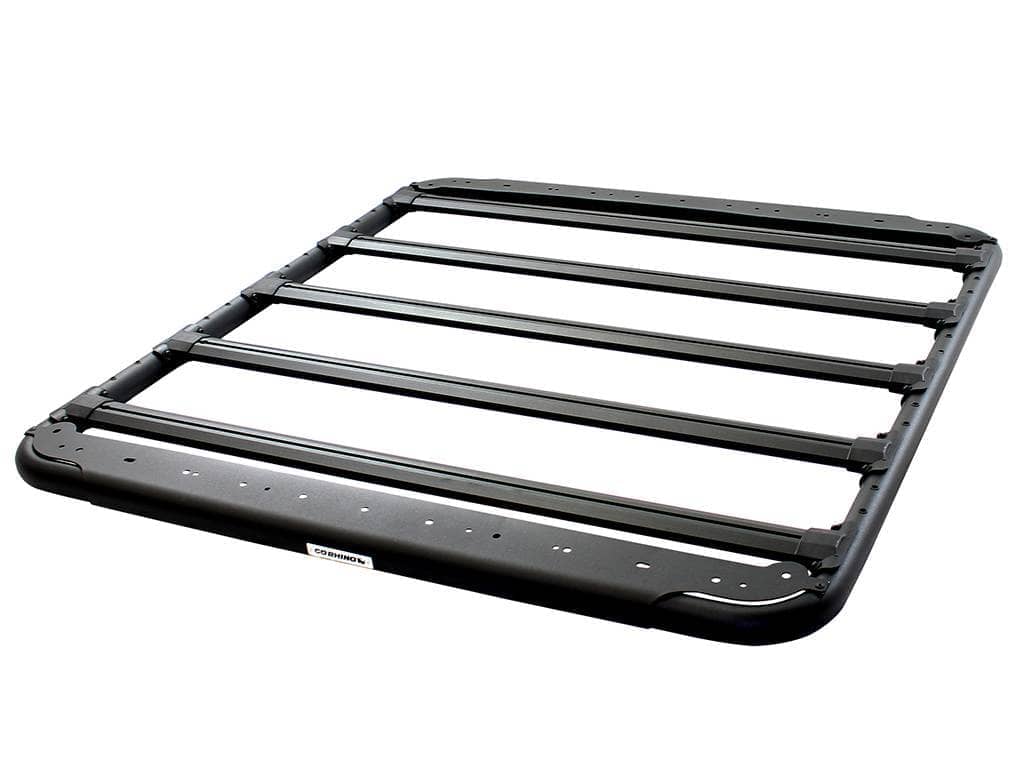Go Rhino SRM500 55-inch flat platform roof rack installed on truck roof for secure cargo transportation.