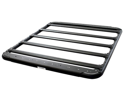 Go Rhino SRM500 55-inch flat platform roof rack installed on truck roof for secure cargo transportation.