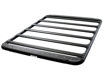 Go Rhino SRM500 65-inch flat platform roof rack on a truck for overlanding and cargo transport, showcasing durable steel construction.