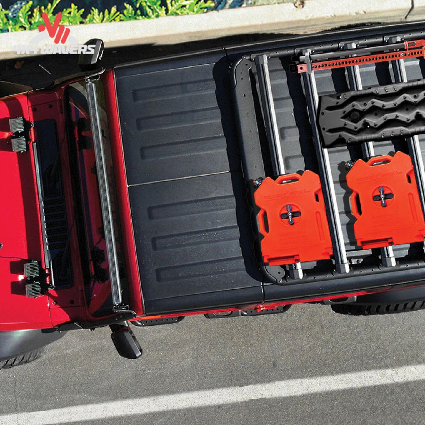 Go Rhino SRM500 roof platform with rooftop tent installed