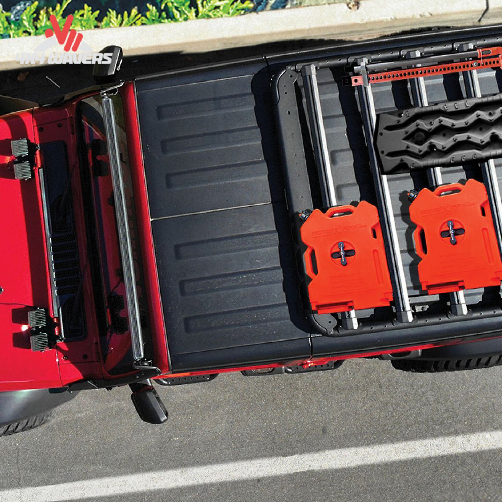 Go Rhino SRM500 roof platform with rooftop tent installed