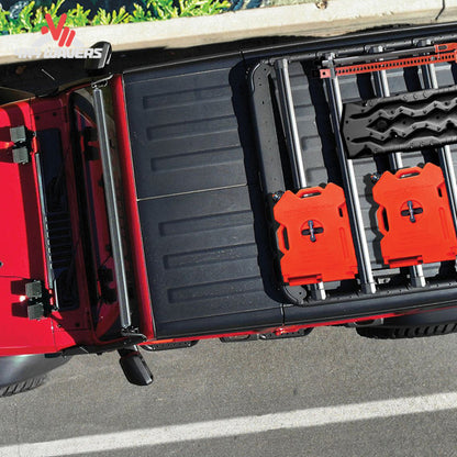 Go Rhino SRM500 roof platform with rooftop tent installed