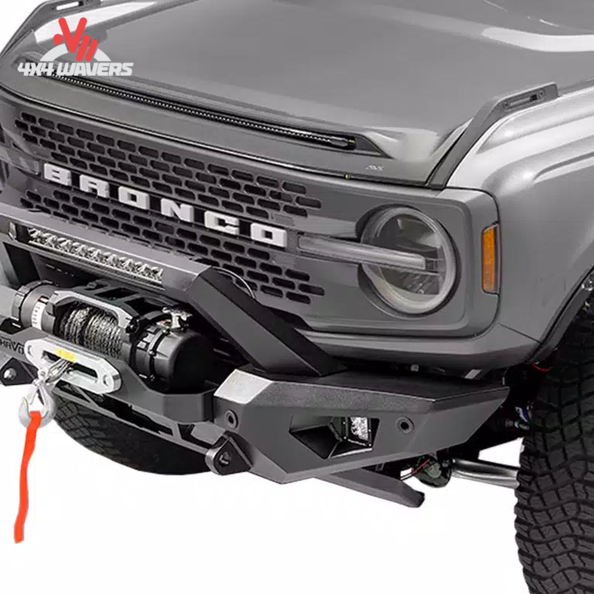 Integrated winch plate on Havoc Steel Bender Bronco bumper