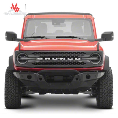Heavy-duty Havoc Offroad Steel Bender front bumper installed on a Ford Bronco for off-road protection