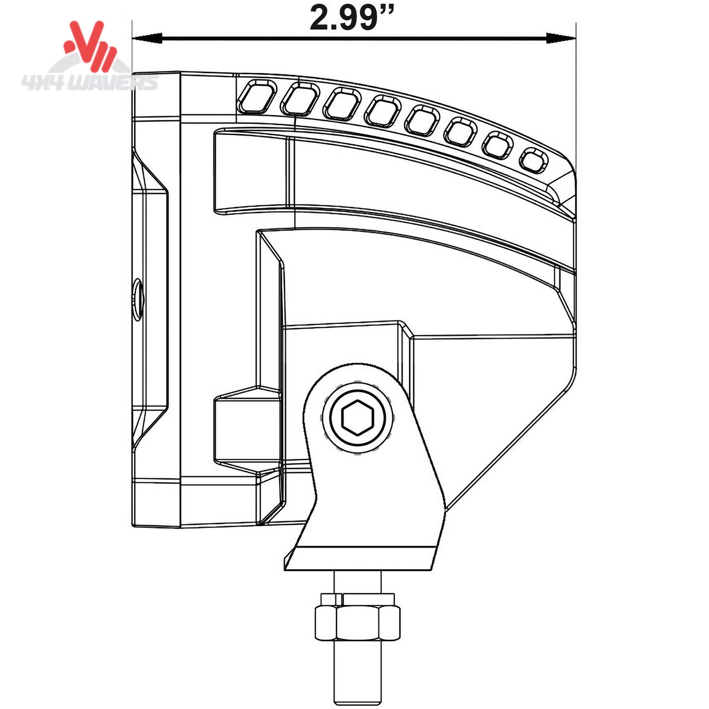 Close-up of the rugged construction used in Heise off-road LED cube lights