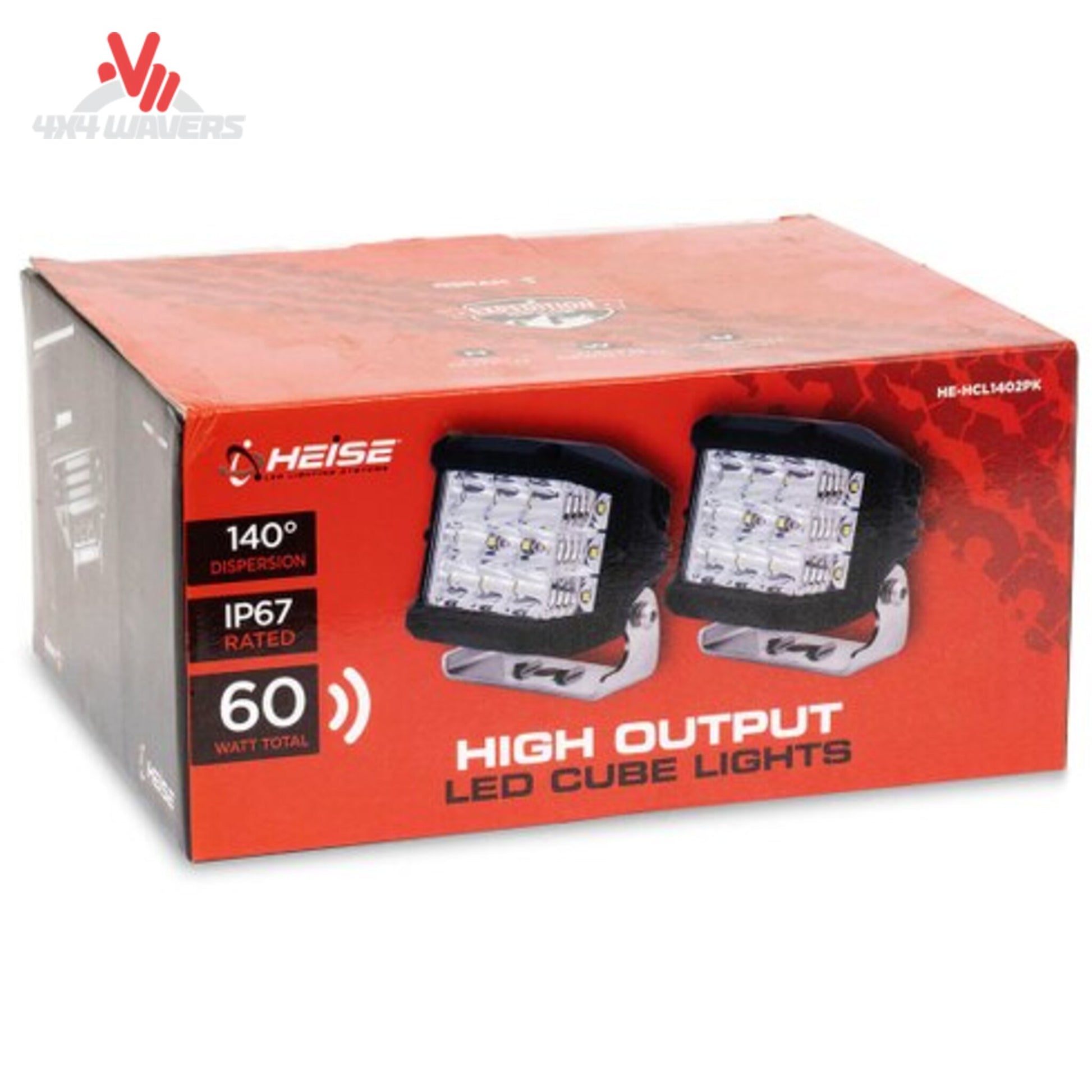 What do the Heise 140-degree cube LED lights look like before installation?