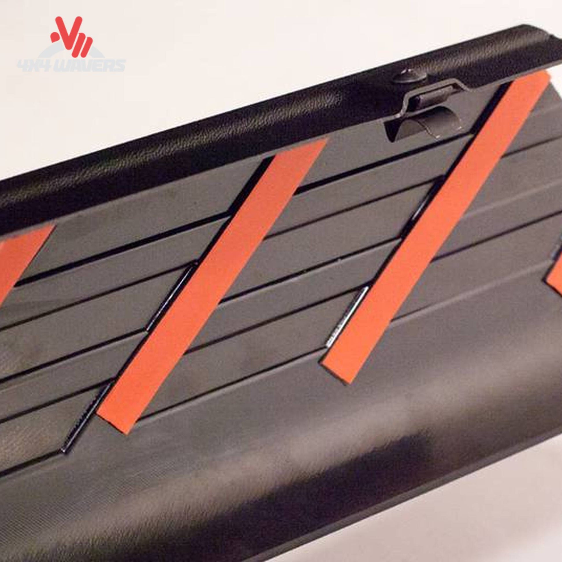 Underside view of bed rail cap showing heavy-duty peel and stick tape for drill-free mounting SKU 2888010