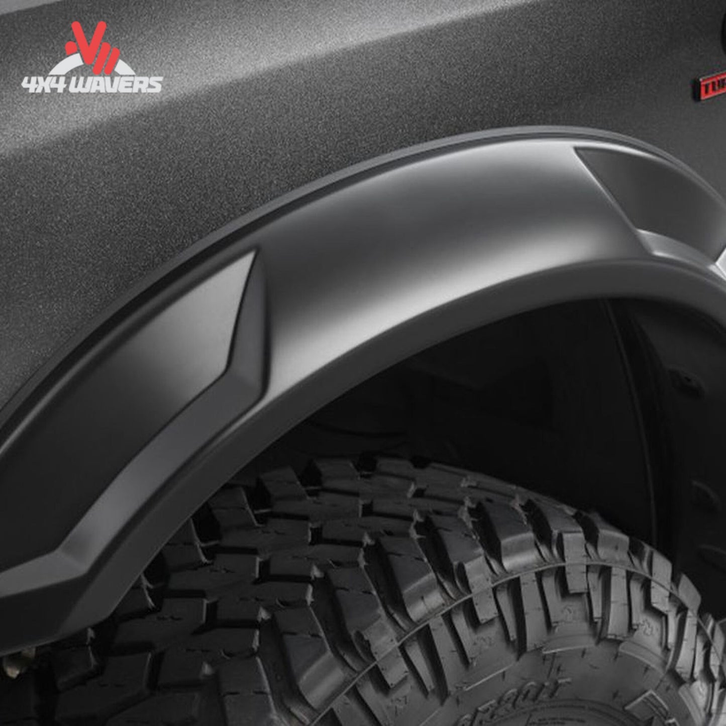 Husky DRT Style Fender Flares for Ford F-150, matte textured ABS plastic, designed for 2021-2026 model trucks.