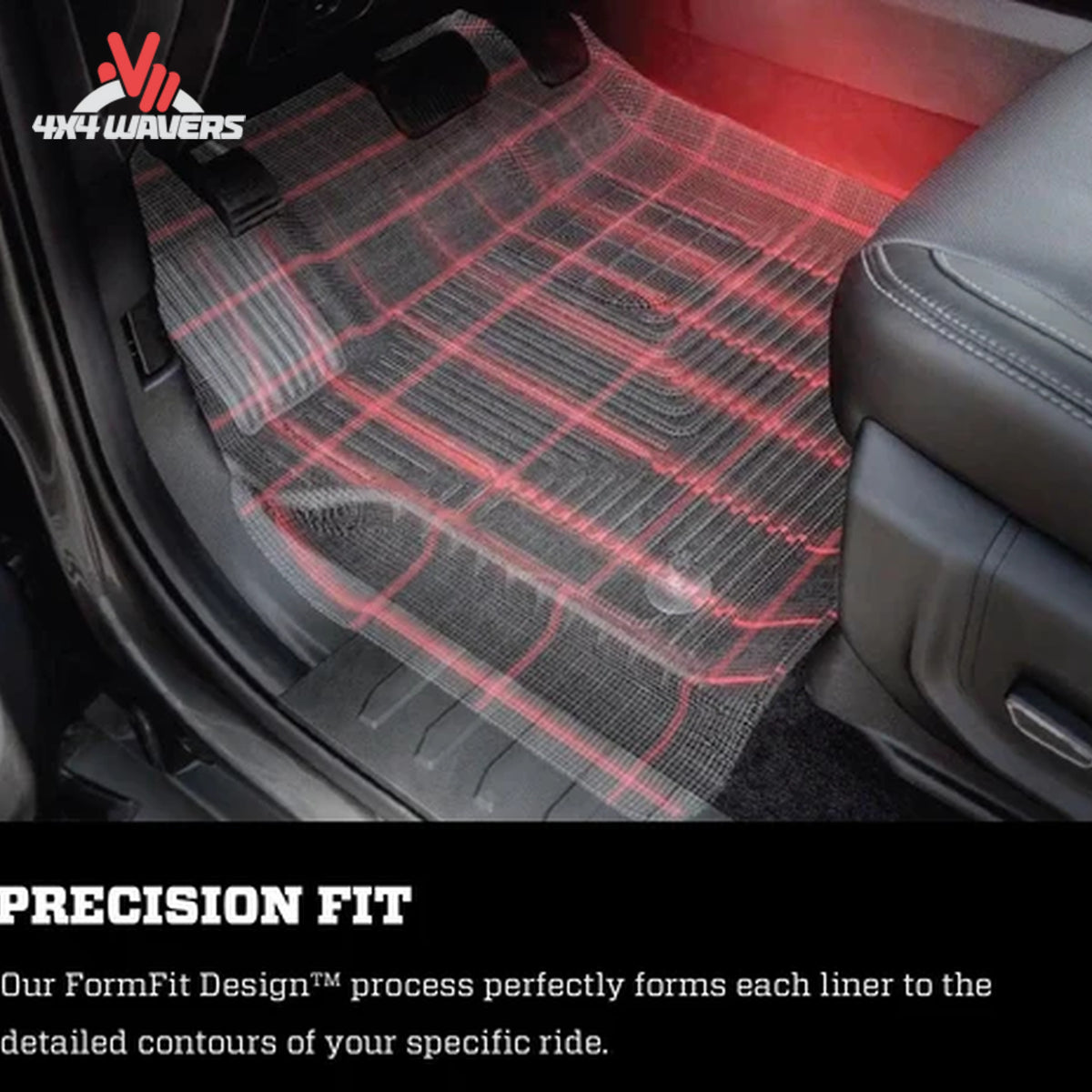 Husky X-act Contour front and second row floor liners for 2015-2026 Ford F-150 SuperCrew, textured Duragrip material, driver side view
