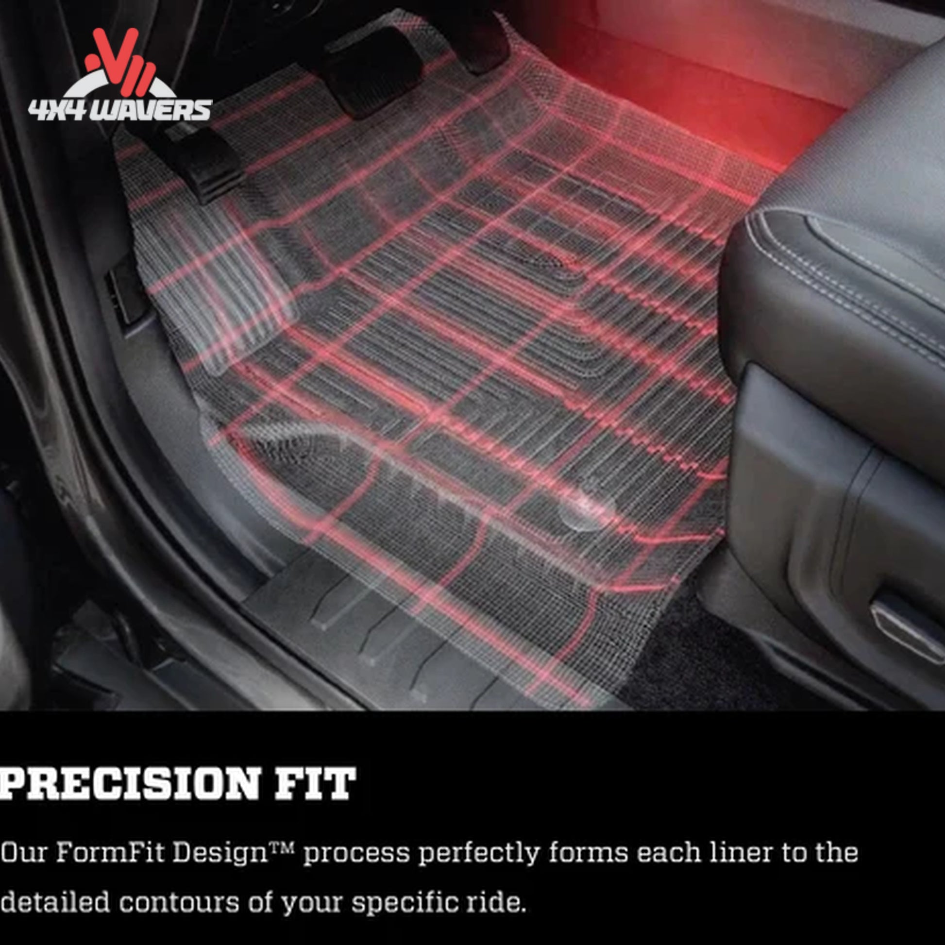 Husky X-act Contour front and second row floor liners for 2015-2026 Ford F-150 SuperCrew, textured Duragrip material, driver side view