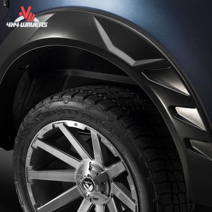 Husky DRT Style Fender Flares on 2018-2020 Ford F-150, close-up of vent detail and textured black finish.