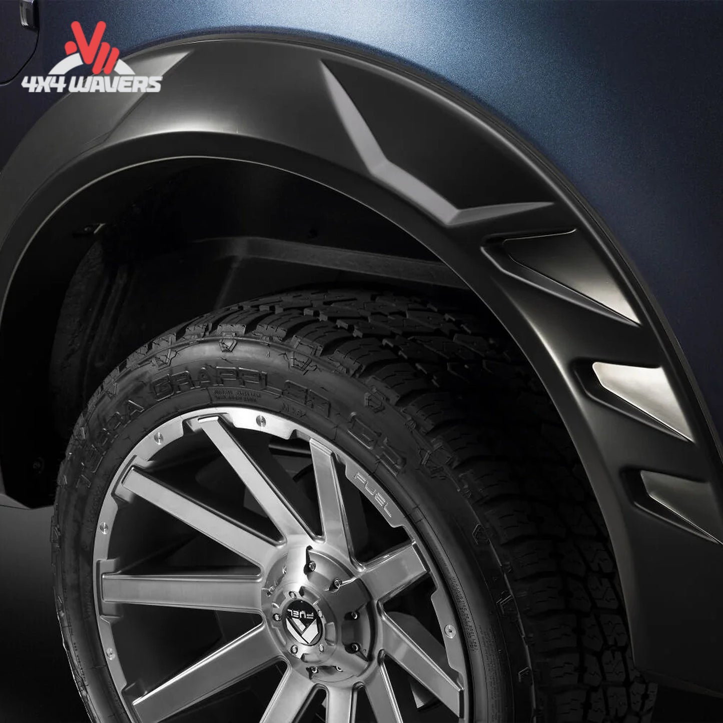 Husky DRT Style Fender Flares for 2021-2026 Ford F-150, vented design, black plastic exterior, enhancing truck's rugged look
