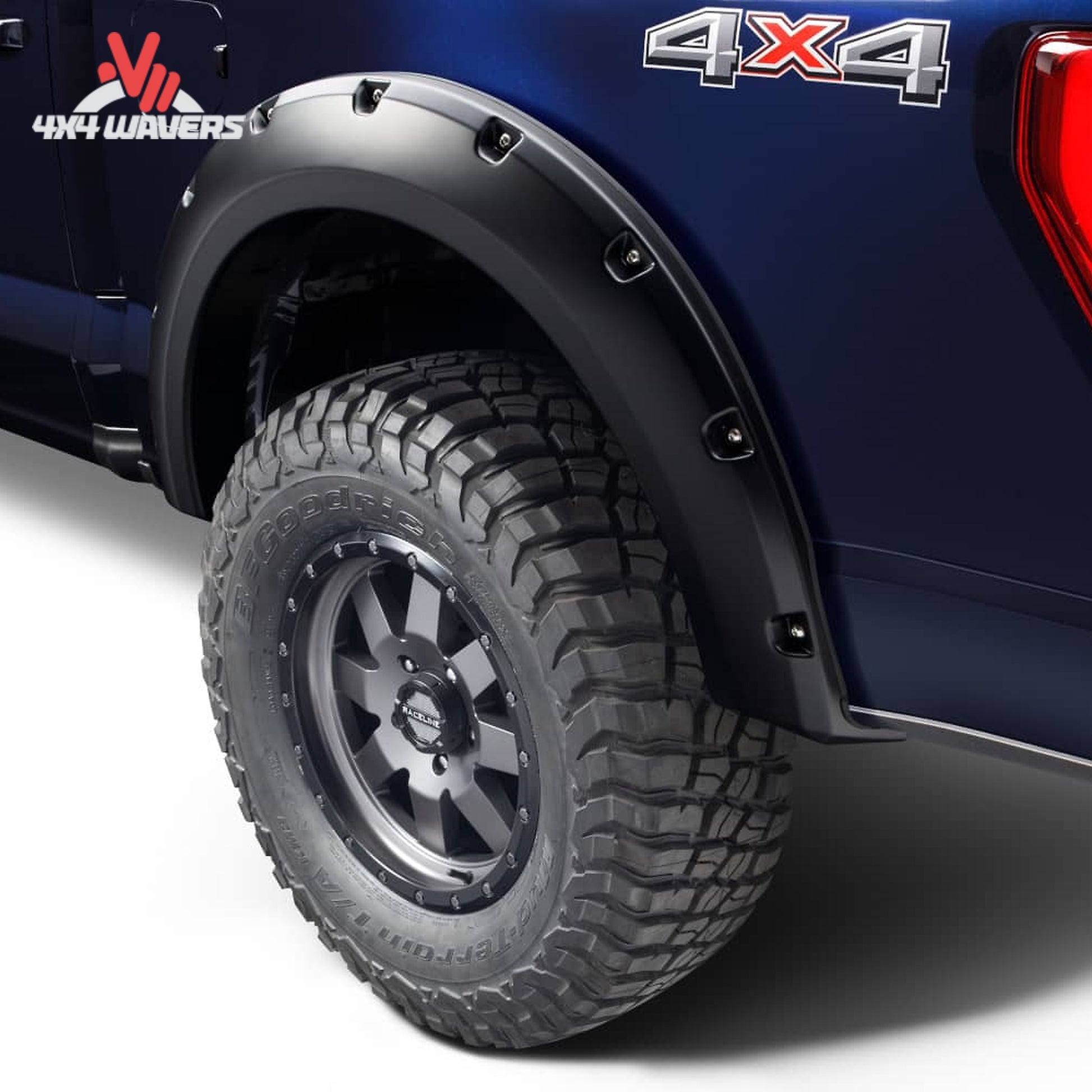 Husky Liners Pocket Style Fender Flares on a Ford F-150 truck, featuring rivet details for rugged protection and enhanced appearance.