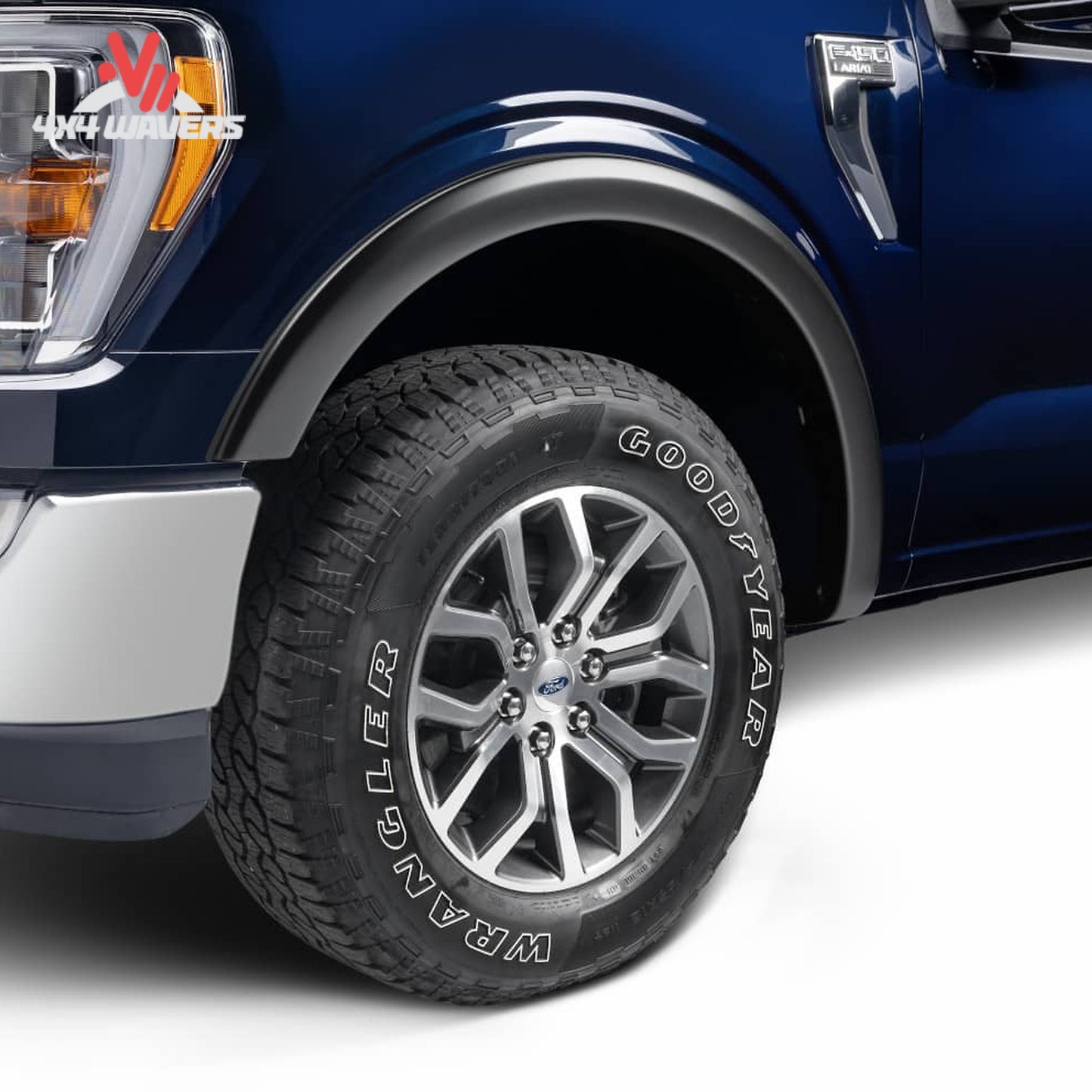 Husky OE Style Fender Flares for 2010-2014 Ford F-150 Raptor, front fender flare installed on truck with textured black finish