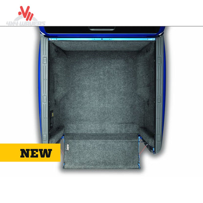 Husky Liners Guardian Comfort full bed liner for 2004-2014 Ford F-150 with 5.5 ft bed, showing the tailgate gap guard and bed mat.
