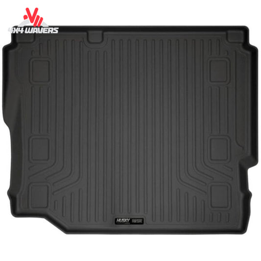 Husky Liners WeatherBeater cargo liner for 2018-2026 Jeep Wrangler JL 4-door, durable rubber floor mat with custom fit.