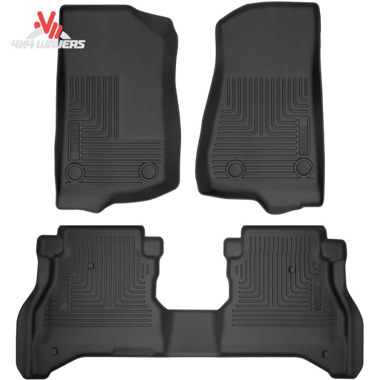 Husky Liners WeatherBeater black front and rear floor liners 93681 installed in 2020-2026 Jeep Gladiator JT