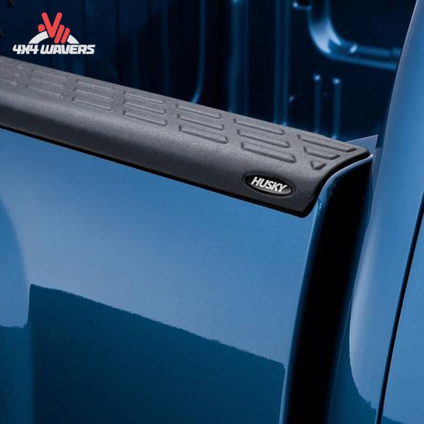 Pair of black TPO bed rail protectors with stake pockets for Chevy Silverado 8 foot long bed SKU 2888010