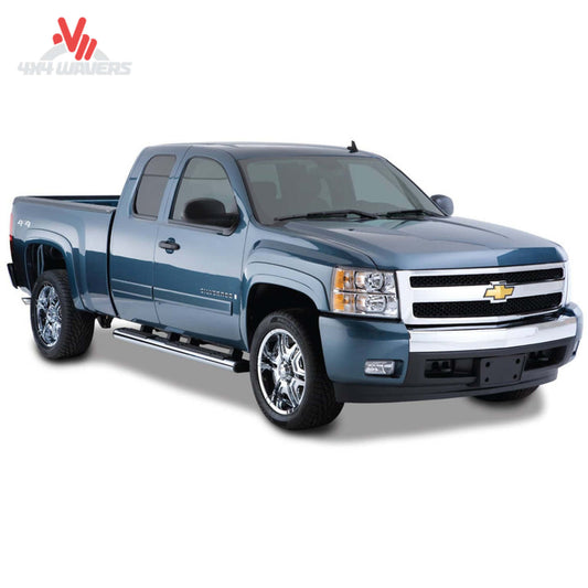 Husky Liners OE Style Matte Black Fender Flares installed on Silverado 1500 and HD truck, four-piece set for enhanced truck protection.