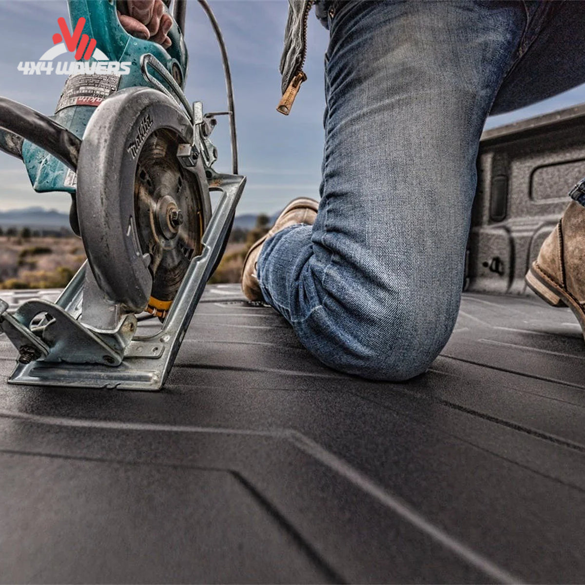 Husky heavy duty rubber bed mat for Ford F-150 6.5ft bed, durable liner to protect truck bed from damage and dirt.