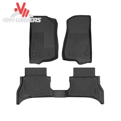 Husky WeatherBeater floor liner for driver side in a 2021-2026 Jeep Wrangler 4xe, black all-weather rubber mat with textured surface.