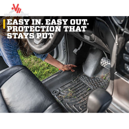 Driver side thermoplastic floor liner with raised FormFit perimeter edge SKU 98231