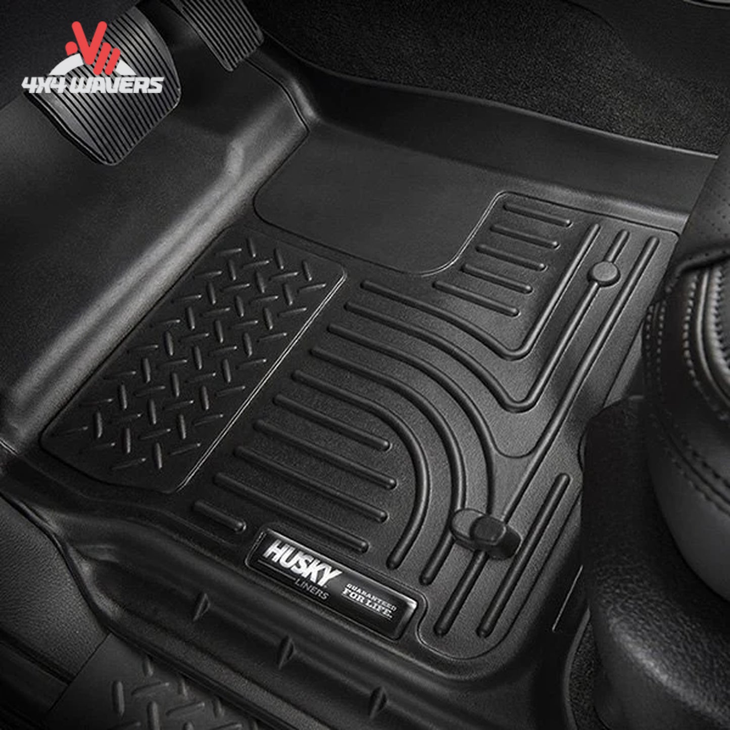 Driver side thermoplastic floor liner with raised FormFit perimeter edge SKU 98231