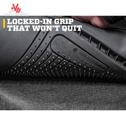 Husky WeatherBeater front and second-row floor liners with textured surface and stay-put cleats for 2009-2014 Ford F-150 SuperCrew.