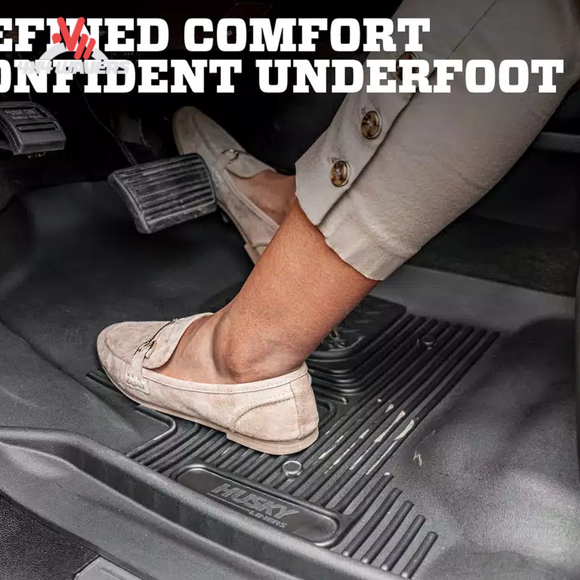Driver side rubberized floor liner with raised FormFit edges and anchor lock SKU 54208