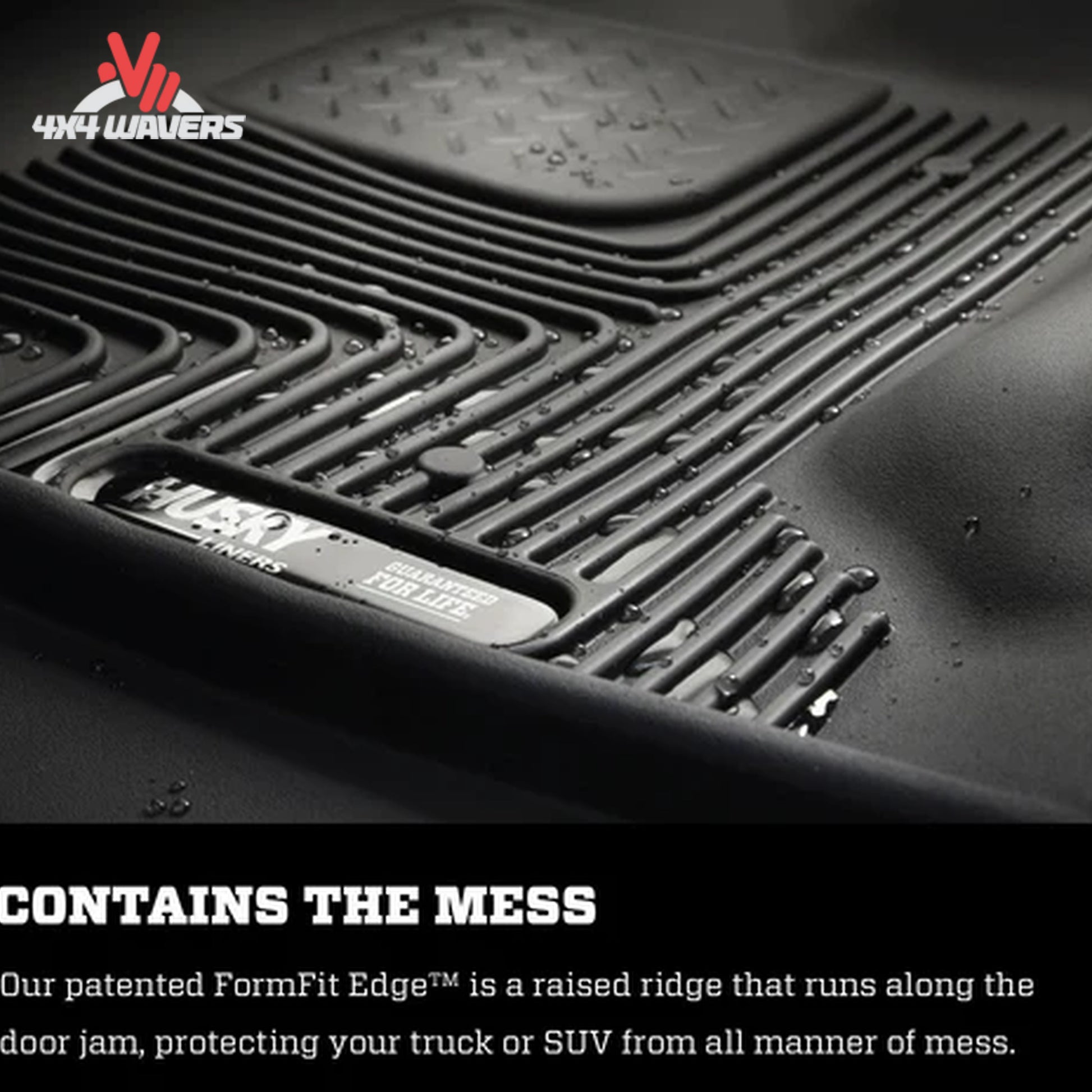 Husky X-act Contour front and second-row floor liners for 2015-2026 Ford F-150 SuperCrew truck, black all-weather floor mats