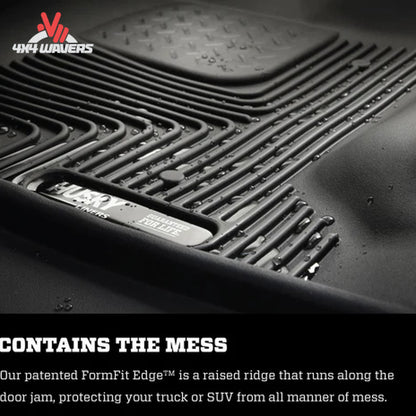 Husky X-act Contour front and second-row floor liners for 2015-2026 Ford F-150 SuperCrew truck, black all-weather floor mats
