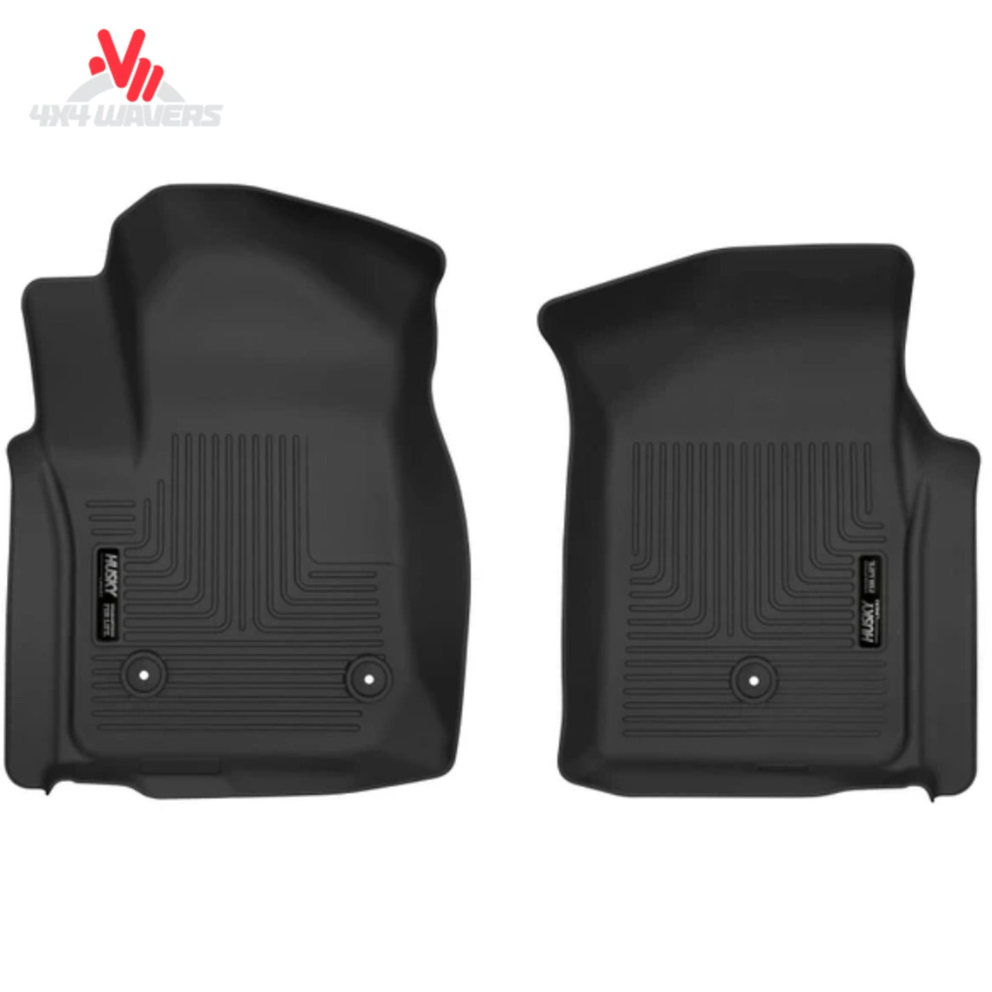 Pair of black DuraGrip rubber front floor mats for Chevy GMC Regular Cab trucks SKU 54981