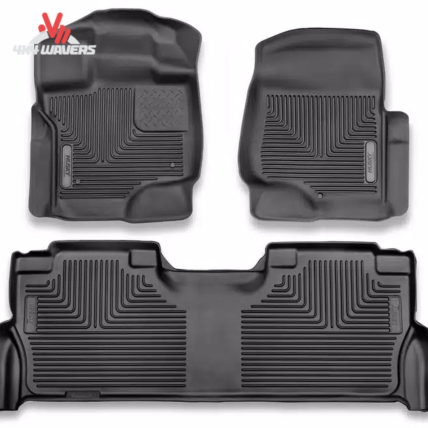 Full front and rear set of black DuraGrip rubber floor mats for Chevy GMC Crew Cab SKU 54208