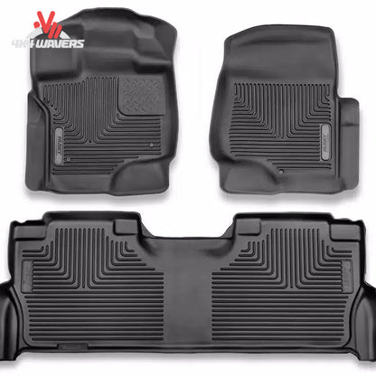 Full front and rear set of black DuraGrip rubber floor mats for Chevy GMC Crew Cab SKU 54208