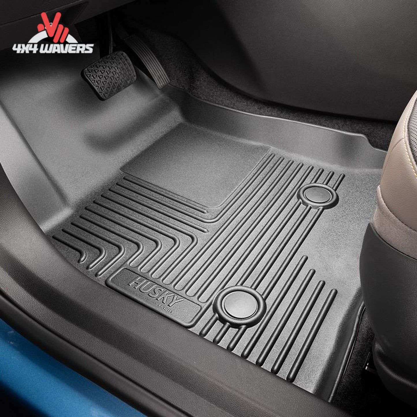 Passenger front footwell rubber liner showing contoured coverage SKU 54981