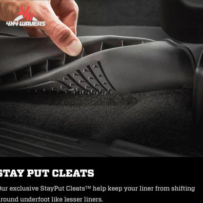 Husky X-act Contour front and second-row floor liners with stay-put cleats for 2015-2026 Ford F-150 SuperCrew, durable all-weather mats.
