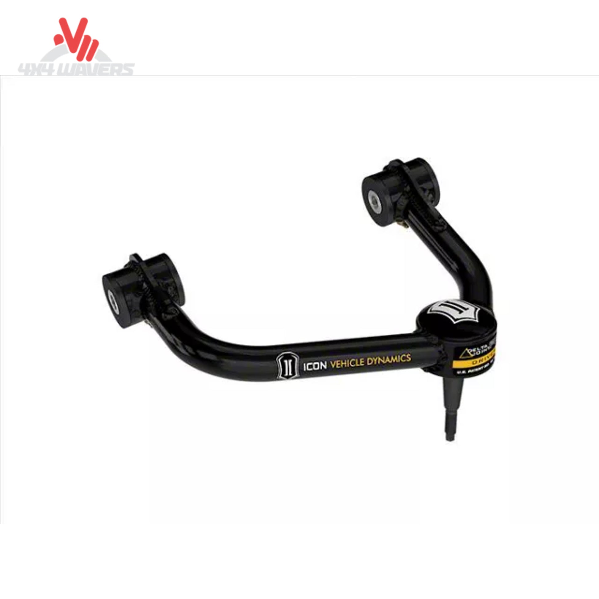 Close-up of ICON Delta Joint PRO articulation joint on tubular upper control arm kit for 2021-2026 Ford F-150 by ICON Vehicle Dynamics.