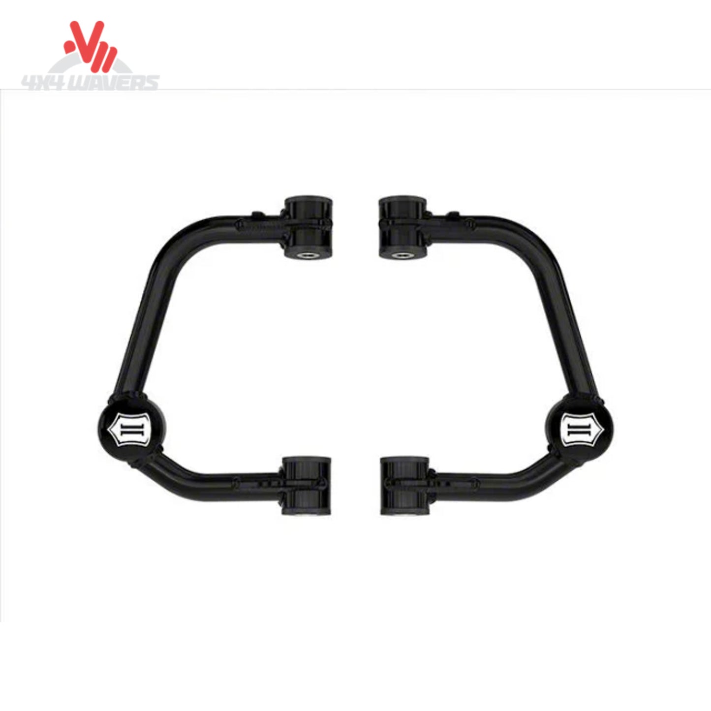 ICON Vehicle Dynamics tubular upper control arm kit with Delta Joint PRO for 2021-2026 Ford F-150, showing sturdy control arms with Delta Joint.